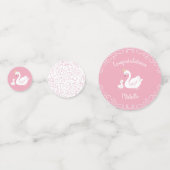 Zwemelen Baby shower Vogel met kroonthema Roze Confetti (Achterkanten)