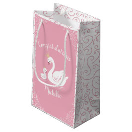 Zwemelen Baby shower Vogel met kroonthema Roze Klein Cadeauzakje