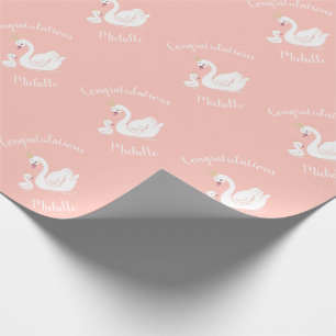 Zwemelen Baby shower Vogel met kroonthemapark Cadeaupapier