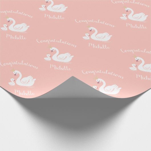 Zwemelen Baby shower Vogel met kroonthemapark Cadeaupapier (Hoek)