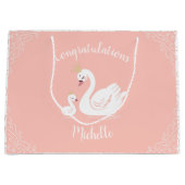 Zwemelen Baby shower Vogel met kroonthemapark Groot Cadeauzakje (Voorkant)