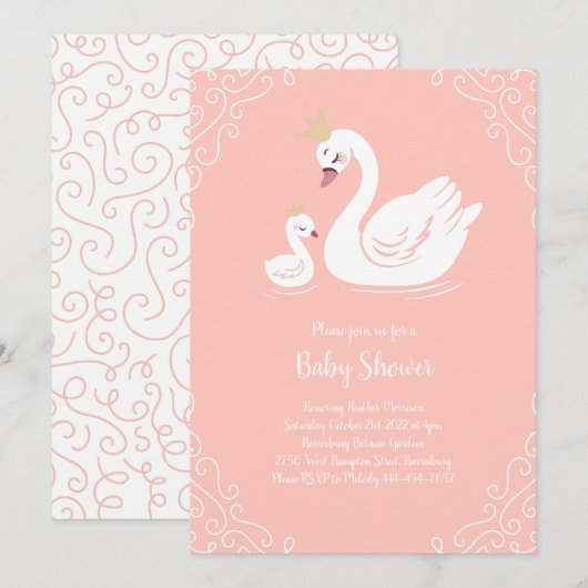Zwemelen Baby shower Vogel met kroonthemapark Kaart (Voorkant / Achterkant)