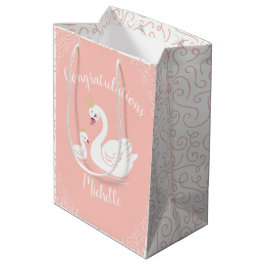 Zwemelen Baby shower Vogel met kroonthemapark Medium Cadeauzakje
