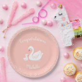 Zwemelen Baby shower Vogel met kroonthemapark Papieren Bordje (Feest)