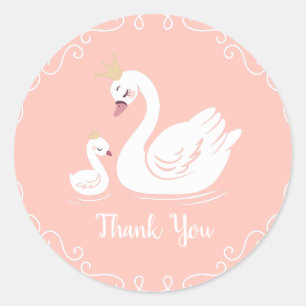 Zwemelen Baby shower Vogel met kroonthemapark Ronde Sticker