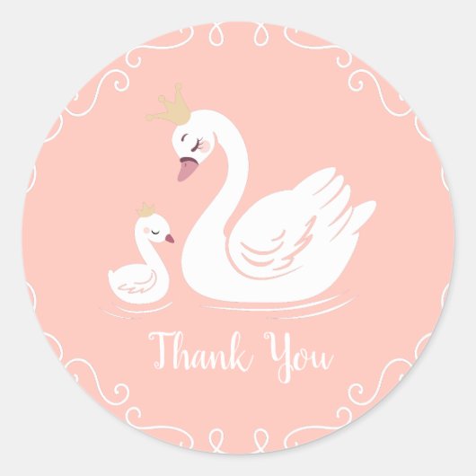 Zwemelen Baby shower Vogel met kroonthemapark Ronde Sticker (Voorkant)