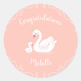 Zwemelen Baby shower Vogel met kroonthemapark Ronde Sticker