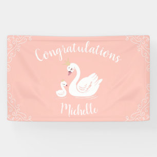 Zwemelen Baby shower Vogel met kroonthemapark Spandoek