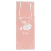 Zwemelen Baby shower Vogel met kroonthemapark Wijn Cadeautas (Achterkant)