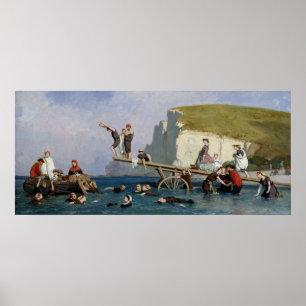 Zwemelen bij Etretat Poster