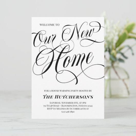 Zwemelen Calligrafie Nieuwe thuishuishouding Kaart (Staand voorkant)