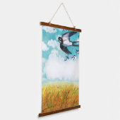 Zwemelen die over een tarweveld vliegen hangend wandkleed (Gebogen)