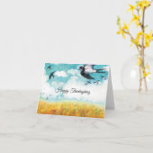 Zwemelen die over een tarweveld vliegen kaart (Gele Bloem)