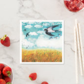 Zwemelen die over een tarweveld vliegen servet (Insitu)