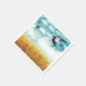 Zwemelen die over een tarweveld vliegen servet (Hoek)