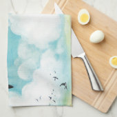 Zwemelen die over een tarweveld vliegen theedoek (Quarter Fold)