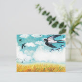Zwemelen die over een Wheat Field vliegen Briefkaart (Staand voorkant)