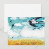 Zwemelen die over een Wheat Field vliegen Briefkaart (Voorkant / Achterkant)