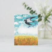 Zwemelen die over een Wheat Field vliegen Feestdagenkaart (Staand voorkant)