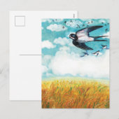 Zwemelen die over een Wheat Field vliegen Feestdagenkaart (Voorkant / Achterkant)