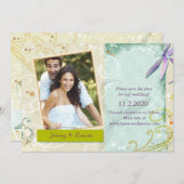 Zwemelen en Dragonfly Foto bruiloft Opslaan Datum Save The Date (Voorkant / Achterkant)