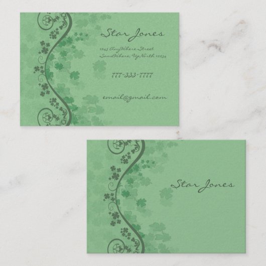 Zwemelen en klaver en shamrocks Galore Visitekaartje (Voorkant / Achterkant)