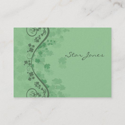 Zwemelen en klaver en shamrocks Galore Visitekaartje (Achterkant)