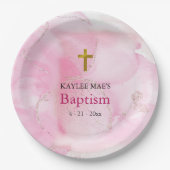 Zwemelen en ronddraaien roze wolken papieren bordje (Voorkant)