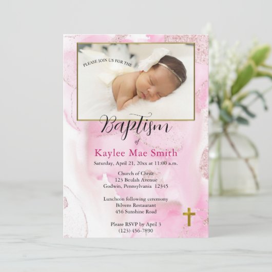 Zwemelen en ronddraaien Roze wolken Uitnodiging to (Staand voorkant)