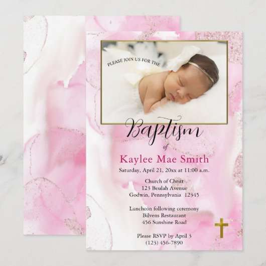 Zwemelen en ronddraaien Roze wolken Uitnodiging to (Voorkant / Achterkant)