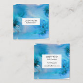 Zwemelen en spetters waterverf visitekaartje blauw (Voorkant / Achterkant)