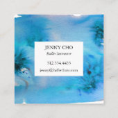Zwemelen en spetters waterverf visitekaartje blauw (Achterkant)