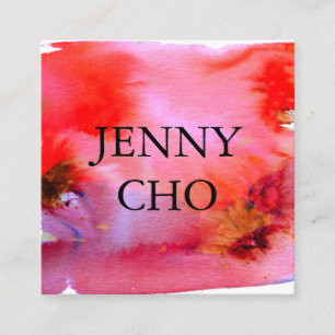 Zwemelen en spetters waterverf visitekaartje vierk