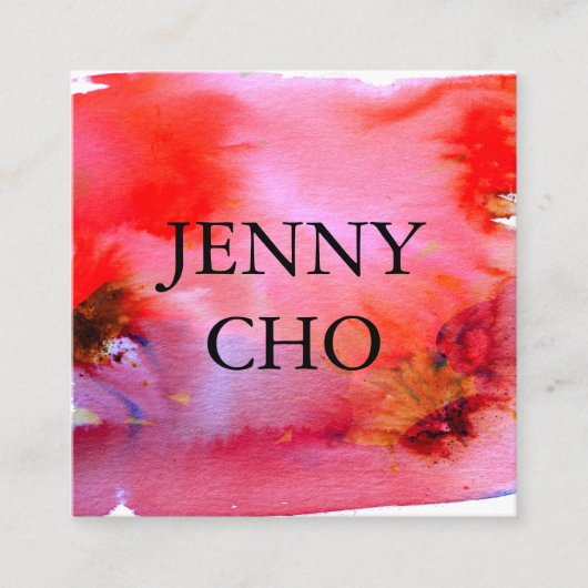 Zwemelen en spetters waterverf visitekaartje vierk (Voorkant)