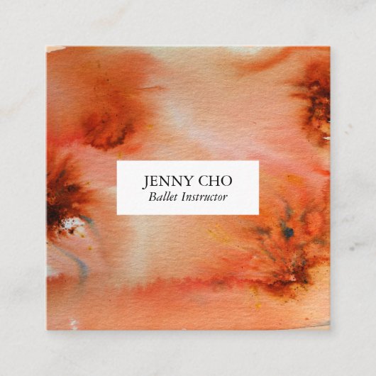 Zwemelen en spetters waterverf visitekaartje vierk (Voorkant)