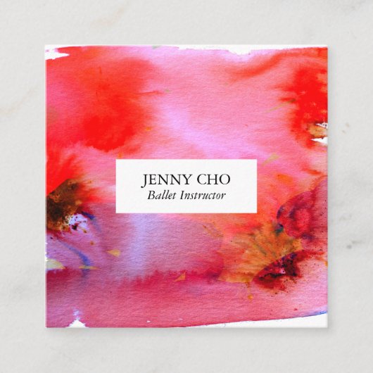 Zwemelen en spetters waterverf visitekaartje vierk (Voorkant)