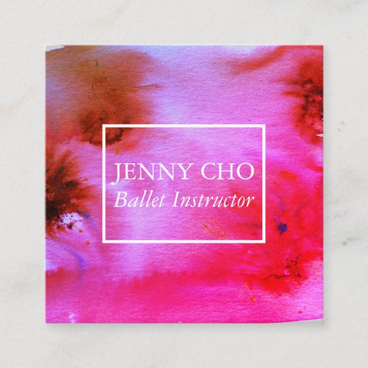 Zwemelen en spetters waterverf visitekaartje vierk (Voorkant)