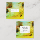 Zwemelen en spetters waterverf visitekaartje vierk (Voorkant / Achterkant)