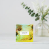 Zwemelen en spetters waterverf visitekaartje vierk (Staand voorkant)