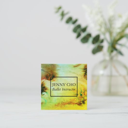 Zwemelen en Splashes Waterverf Abstract Kleurrijk Vierkante Visitekaartje (Staand voorkant)