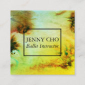 Zwemelen en Splashes Waterverf Abstract Kleurrijk Vierkante Visitekaartje (Voorkant)