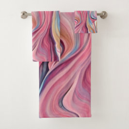 Zwemelen en Waves - roze gouden handdoeken set