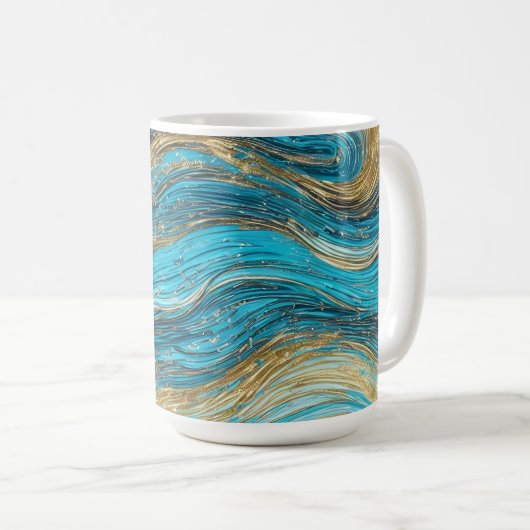 Zwemelen Goud en Blauwe Mok (Voorkant rechts)