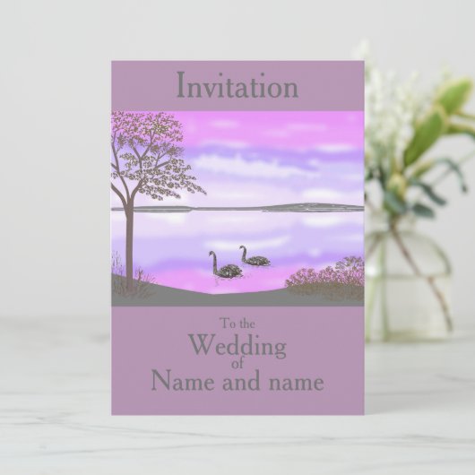 Zwemelen in de zonsondergang Weddenschap RSVP voeg Kaart (Staand voorkant)