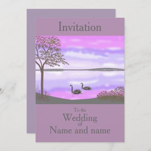 Zwemelen in de zonsondergang Weddenschap RSVP voeg Kaart (Voorkant / Achterkant)