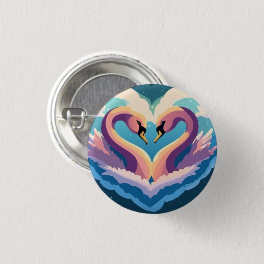 Zwemelen in liefde ronde button 3,2 cm (Voorkant /achterkant)