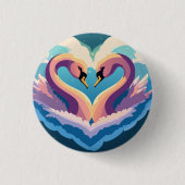 Zwemelen in liefde ronde button 3,2 cm (Voorkant)