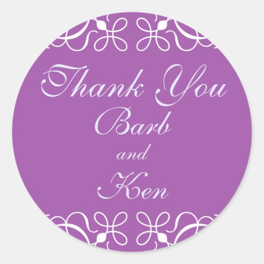 Zwemelen in Paars Dank je wel Ronde Sticker (Voorkant)