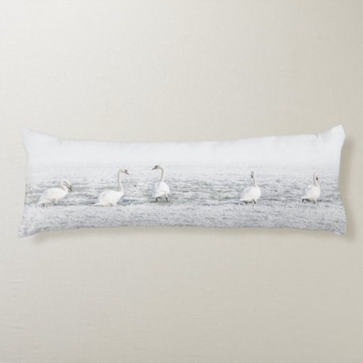 Zwemelen in witte wintersneeuw lichaamskussen (Voorkant)