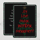 Zwemelen ・ Joy ・ Love ・ Magic ・ Wonder ・ Merriment Feestdagenkaart (Voorkant / Achterkant)
